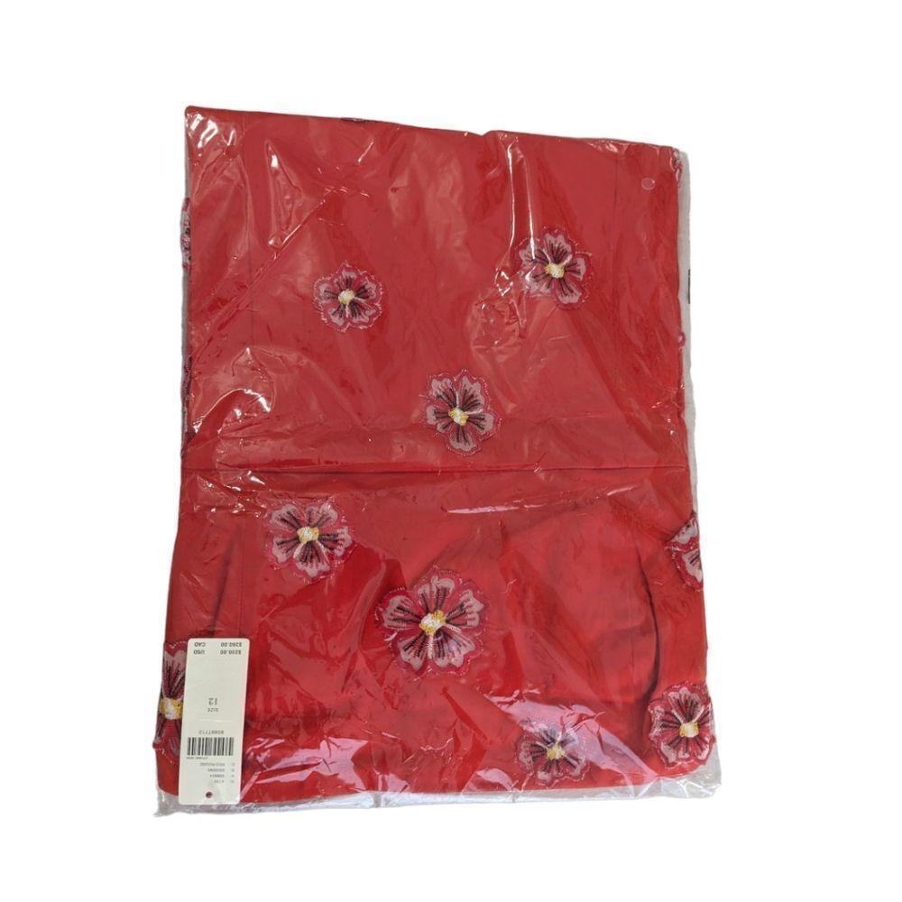 Anthropologie Red Spaghetti-Strap 3D‎ Floral Petals Bodycon Dress sz 10 NWT - Picture 7 of 10